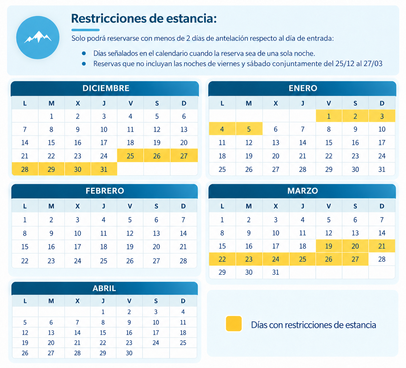 calendario estancias
